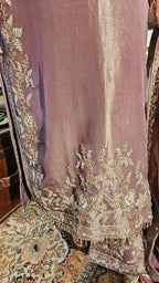 Stunning Tissue Fabric Suit with Pants Embellished with Hand Work