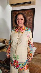 Breathable Digital Printed Muslin Fabric Co-ord Set Embellished with Pearl Work