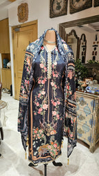 Beautiful Pakistani Printed Muslin Unstitched Suit With Mirror Work