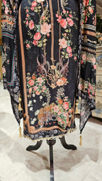 Beautiful Pakistani Printed Muslin Unstitched Suit With Mirror Work
