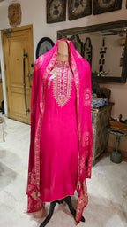 Beautiful Silk Unstitched Suit With Dabka, Zardozi & Zari Work
