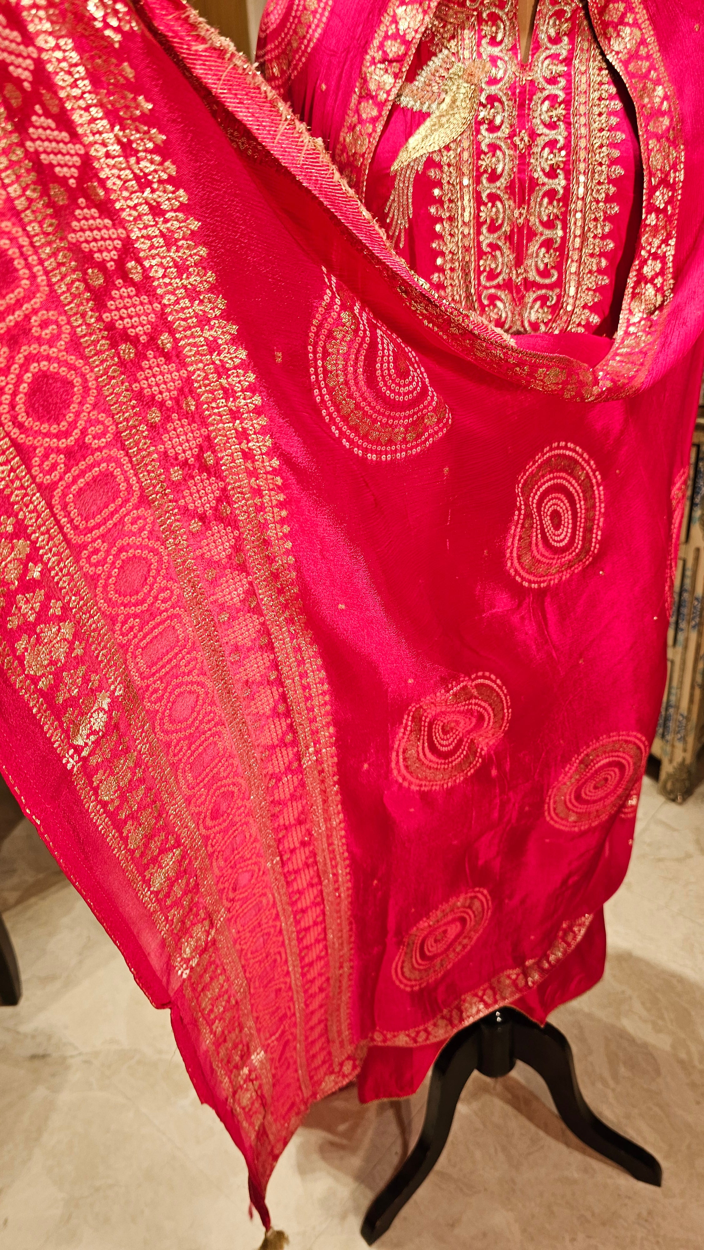 Beautiful Silk Unstitched Suit With Dabka, Zardozi & Zari Work
