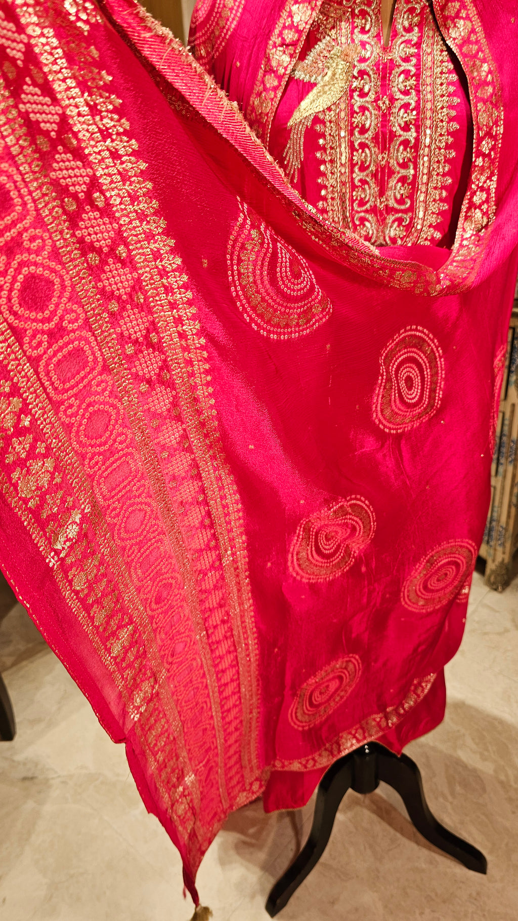 Beautiful Silk Unstitched Suit With Dabka, Zardozi & Zari Work