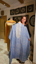 Beautiful Bandhej Printed Pure Linen Unstitched Suit With Resham, Zari & Sequins Work