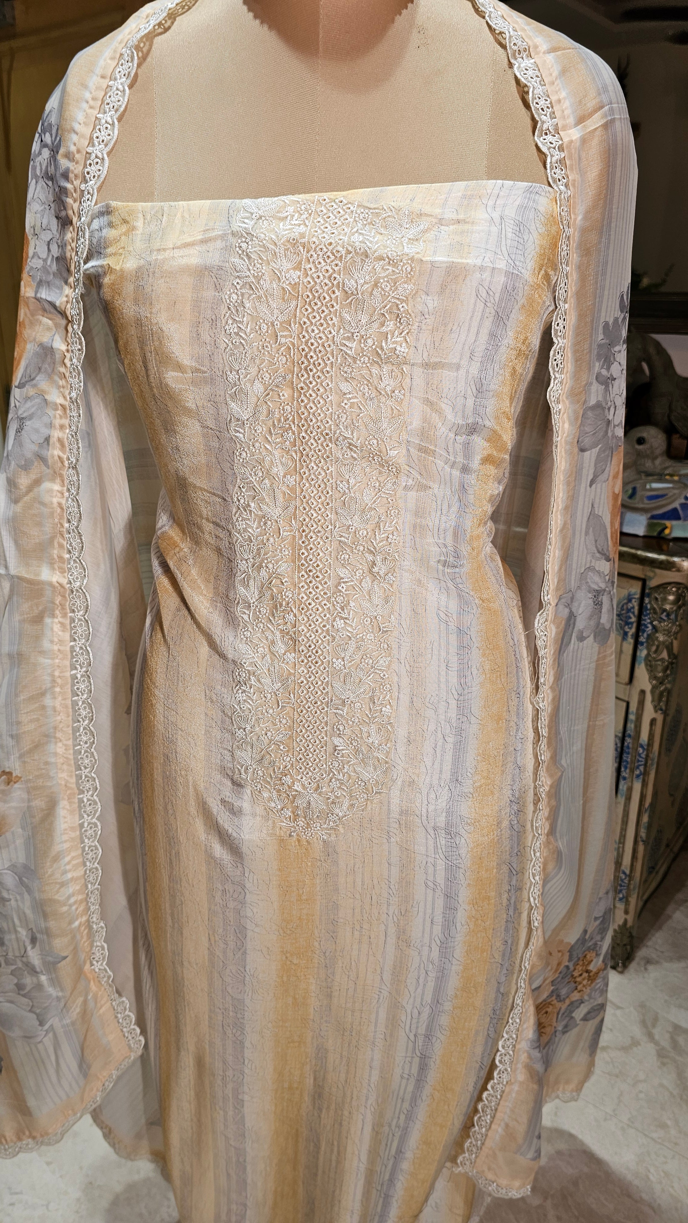 Beautiful Digital Printed Muslin Unstitched Suit With Resham Work