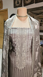 Beautiful Crepe Unstitched Suit with Hand Work