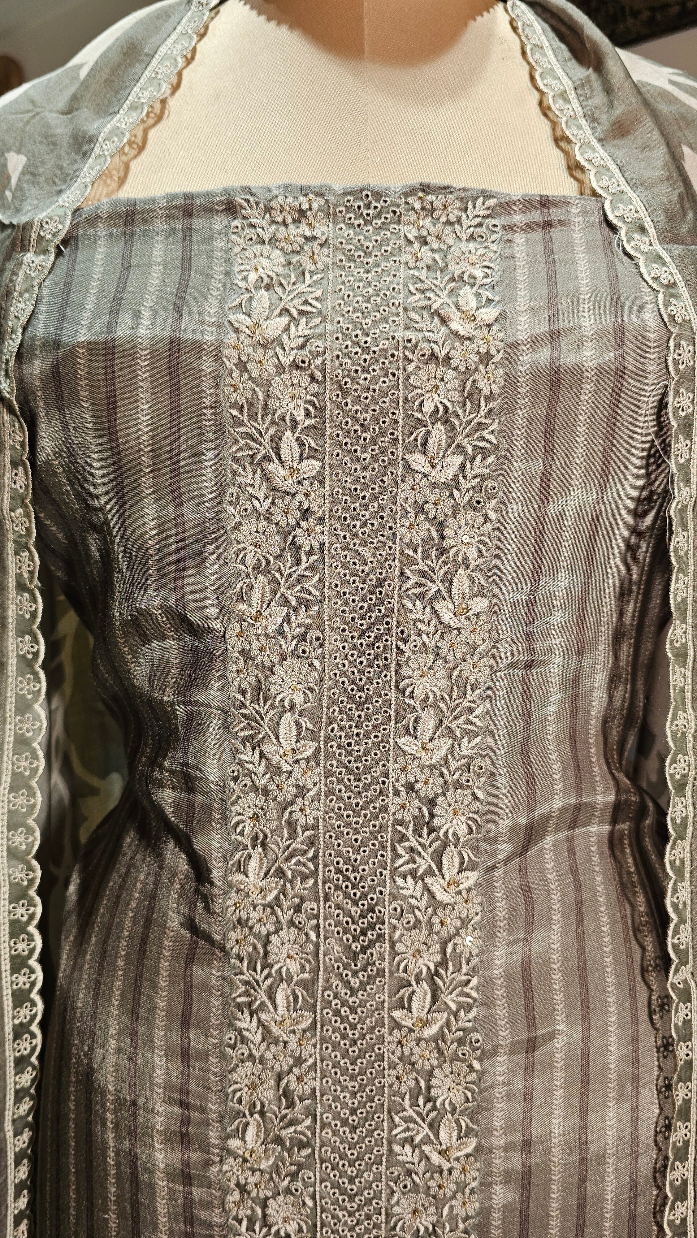 Beautiful Crepe Unstitched Suit with Hand Work