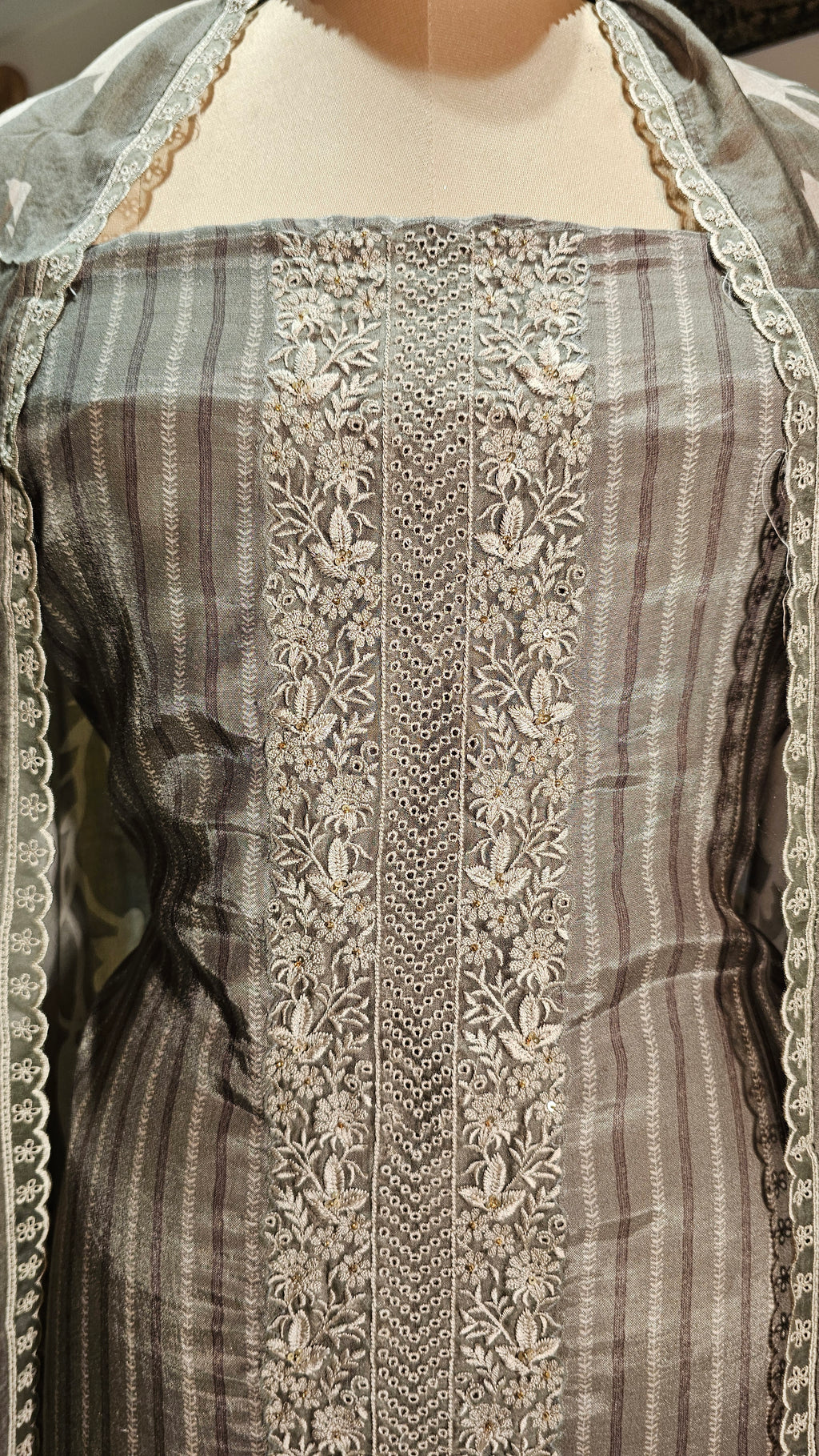 Beautiful Crepe Unstitched Suit with Hand Work
