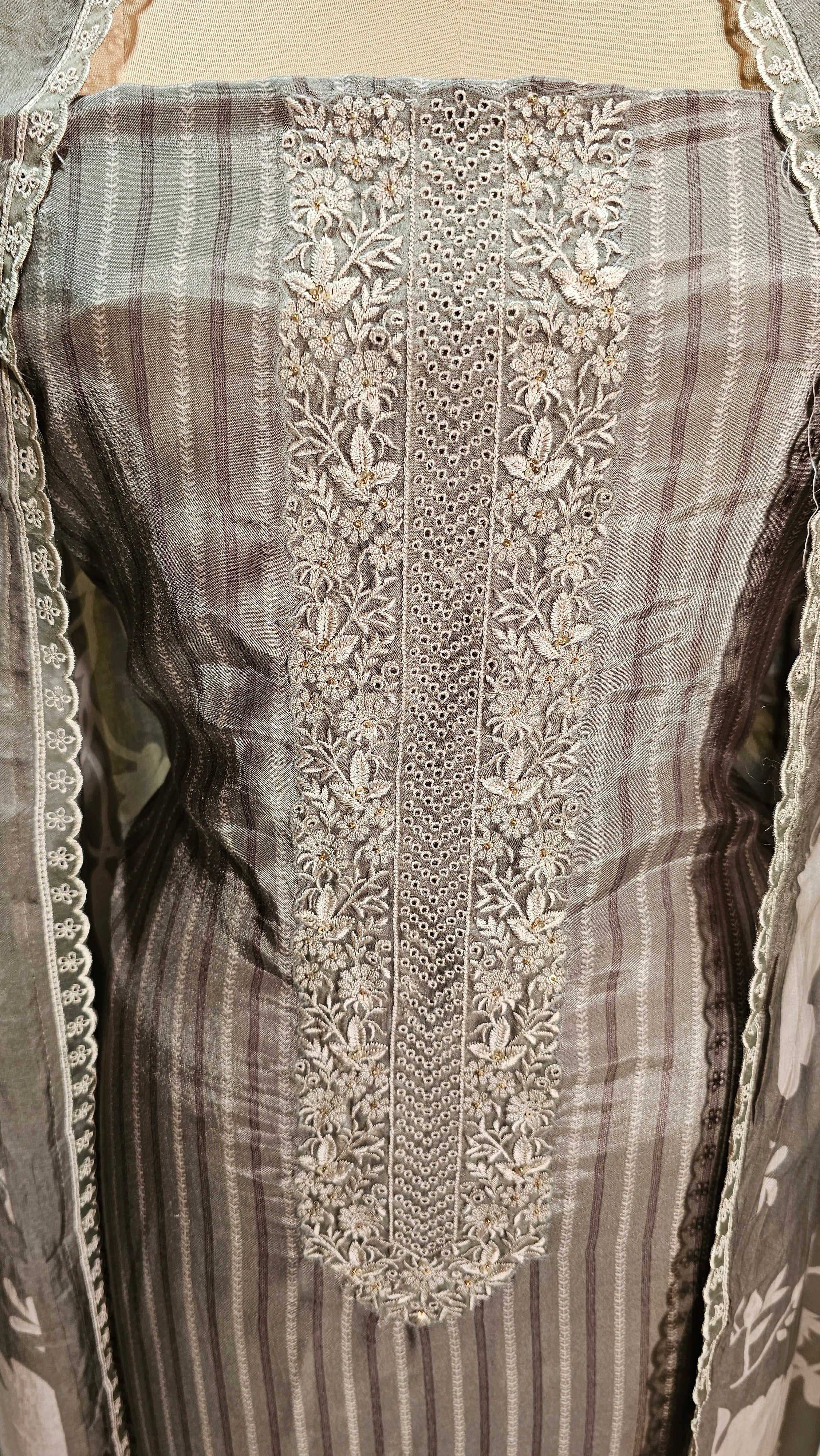 Beautiful Crepe Unstitched Suit with Hand Work