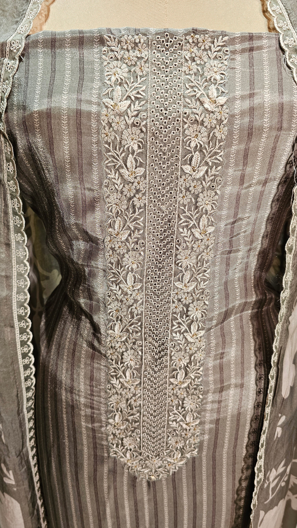 Beautiful Crepe Unstitched Suit with Hand Work