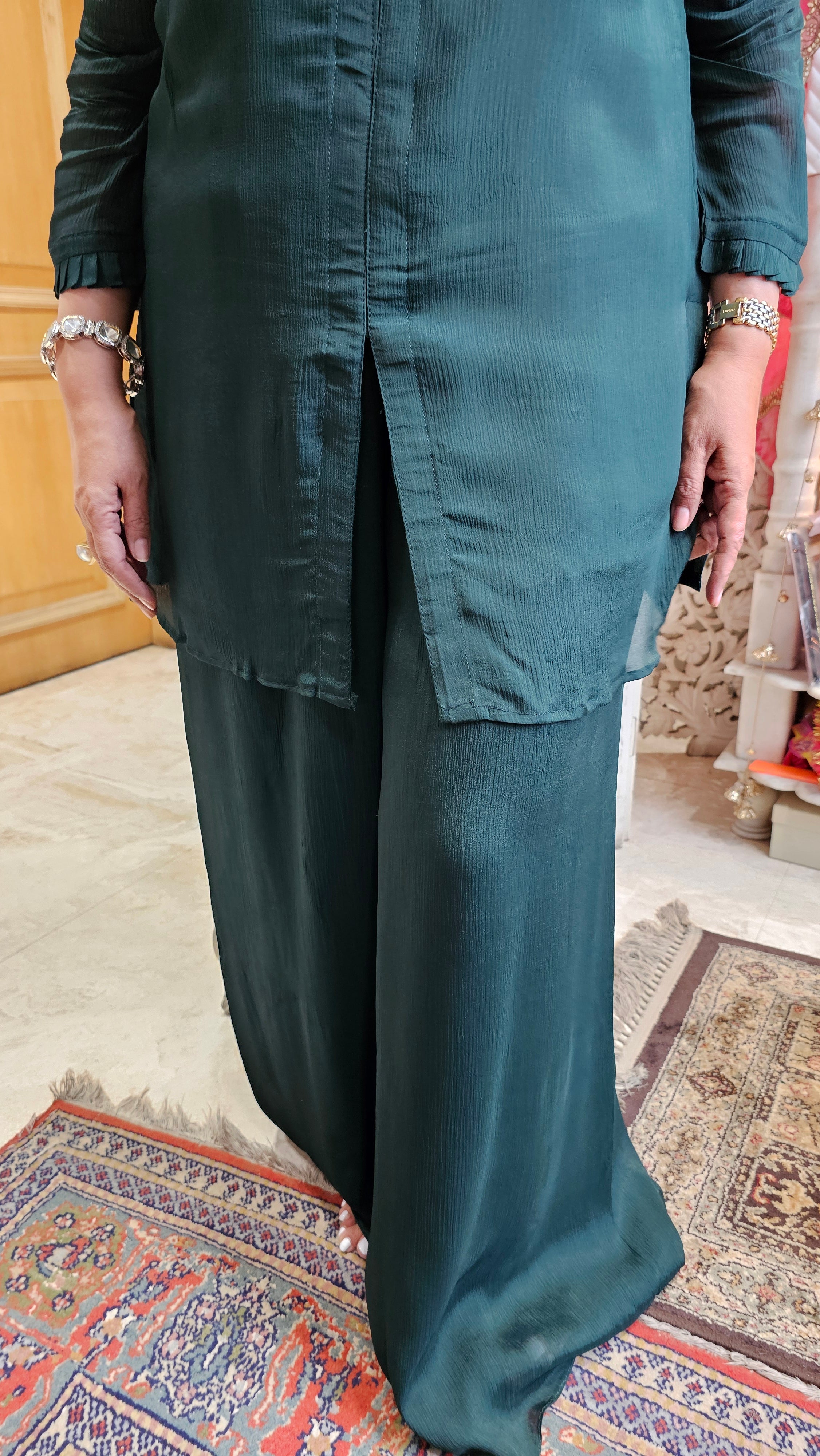 Beautiful Chinon Co-ord Set Embellished With Hand Work