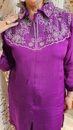 Beautiful Chinon Co-ord Set Embellished With Hand Work