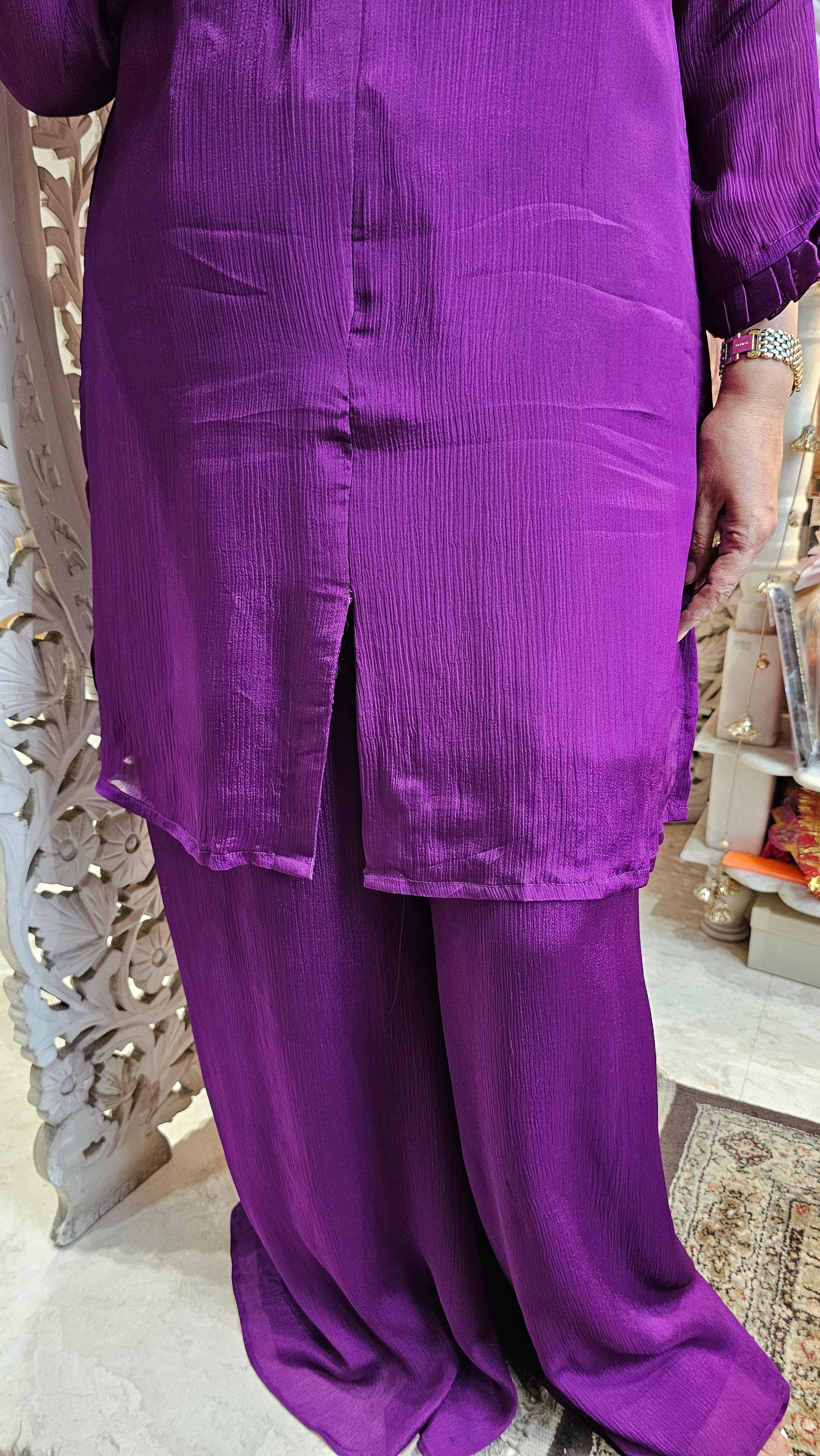 Beautiful Chinon Co-ord Set Embellished With Hand Work