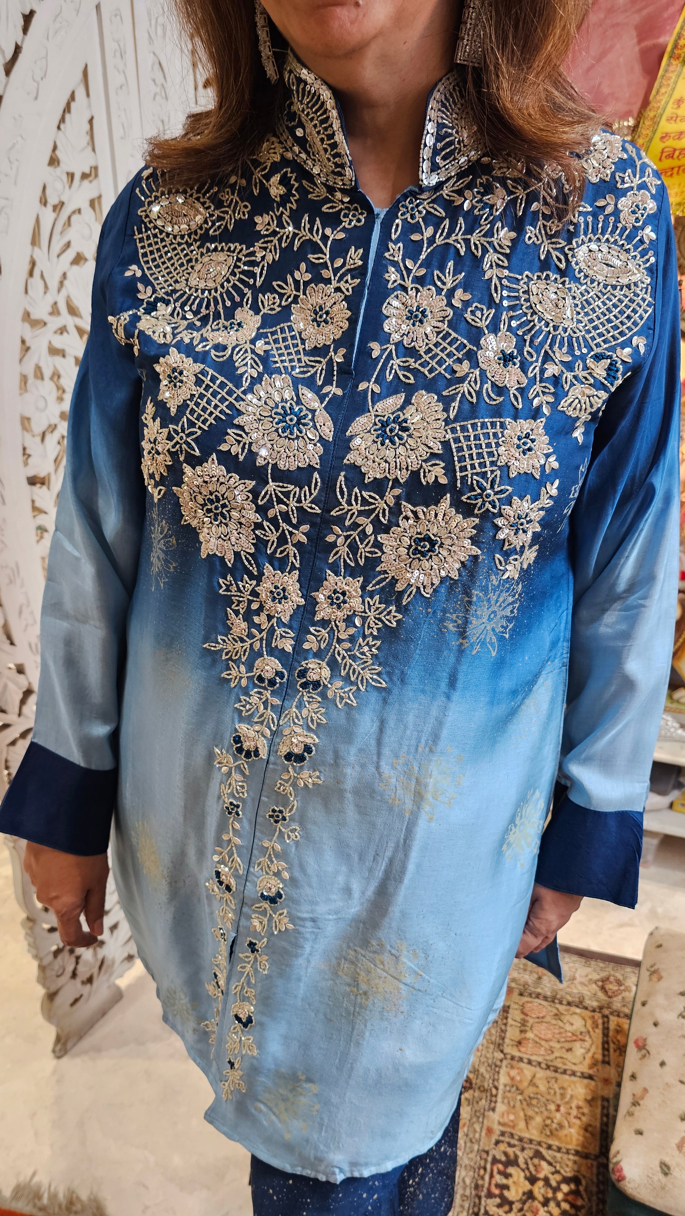 Beautiful Raw Silk Co-ord Set Embellished With Hand Work