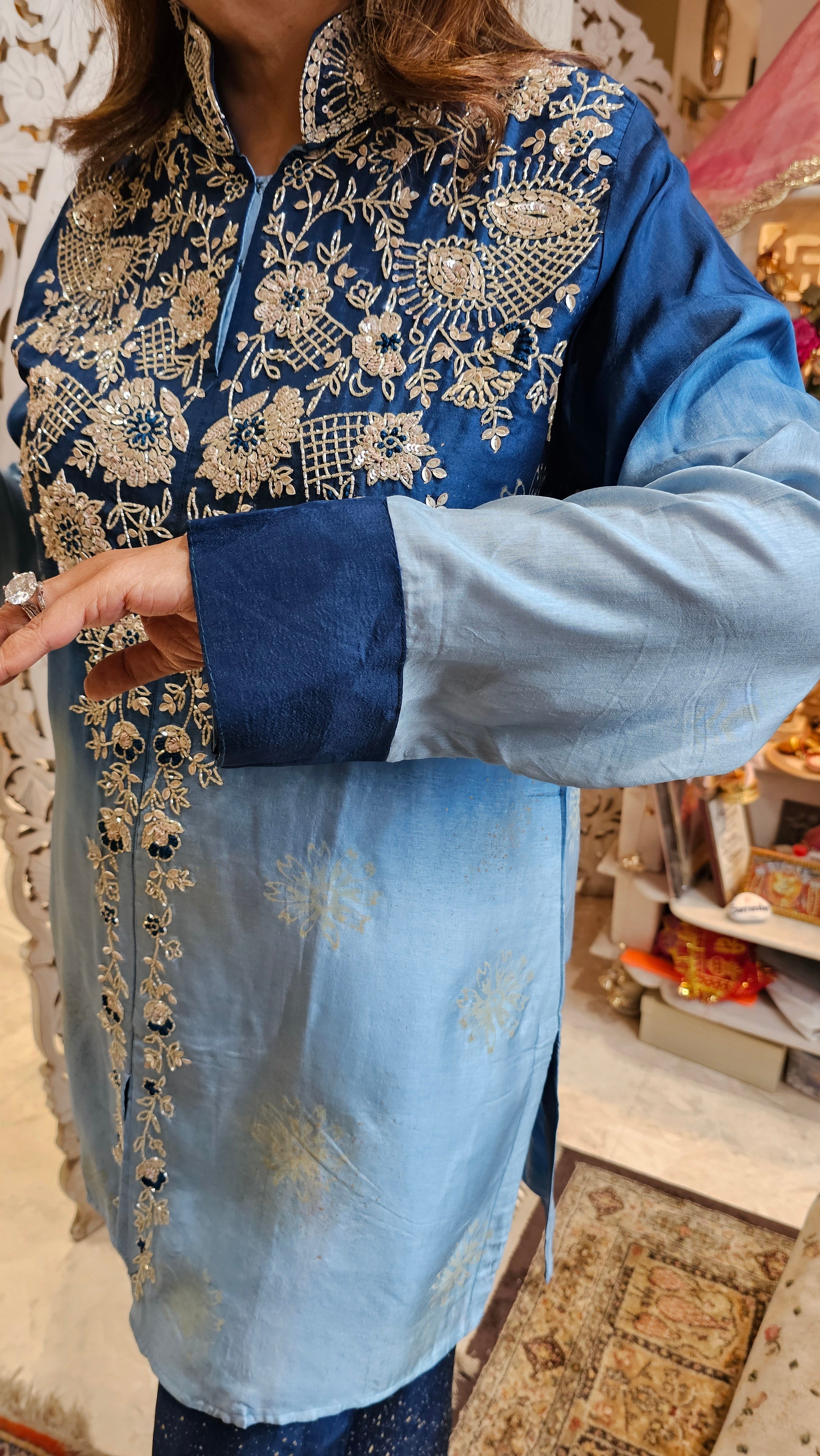Beautiful Raw Silk Co-ord Set Embellished With Hand Work