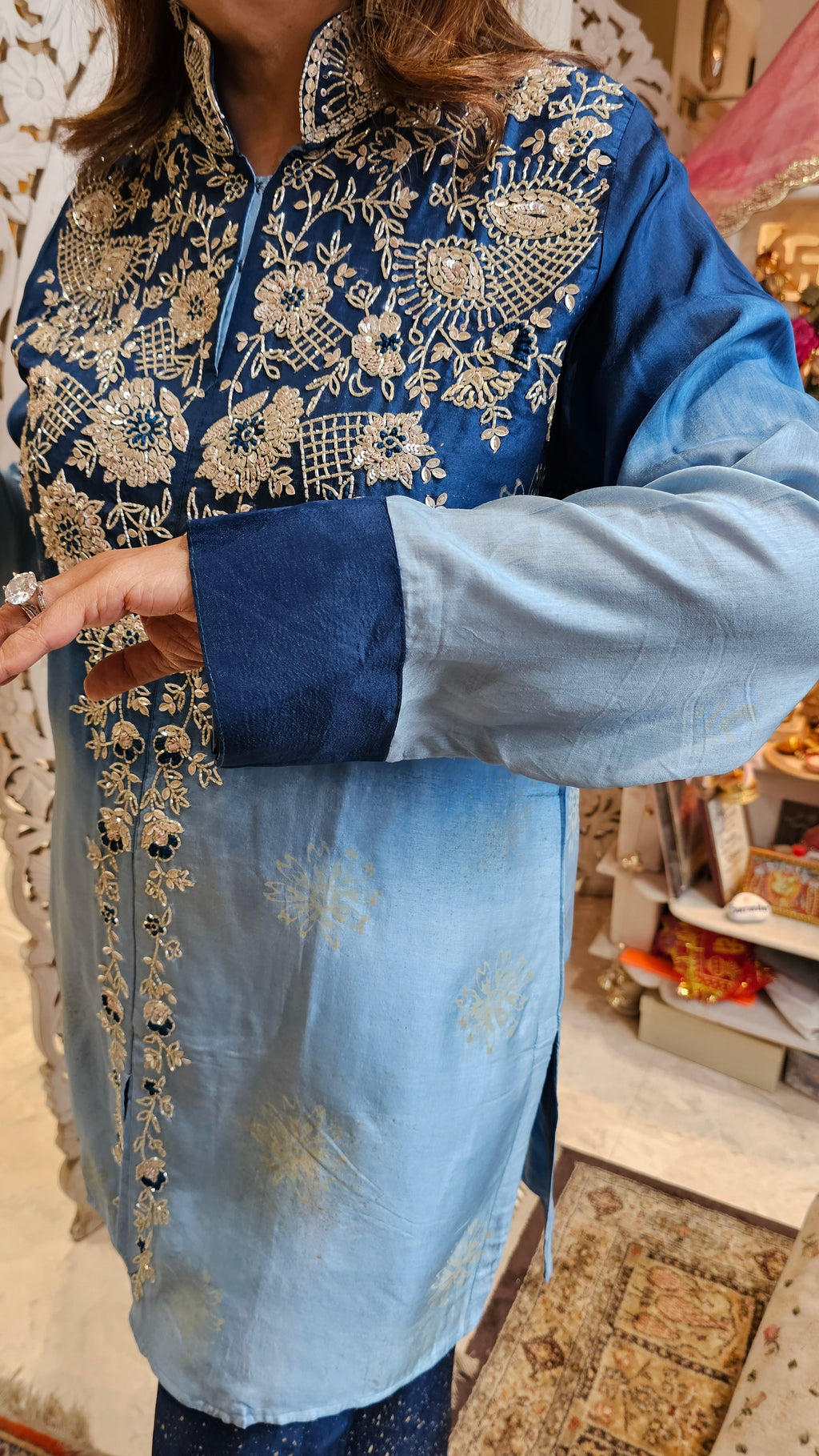 Beautiful Raw Silk Co-ord Set Embellished With Hand Work