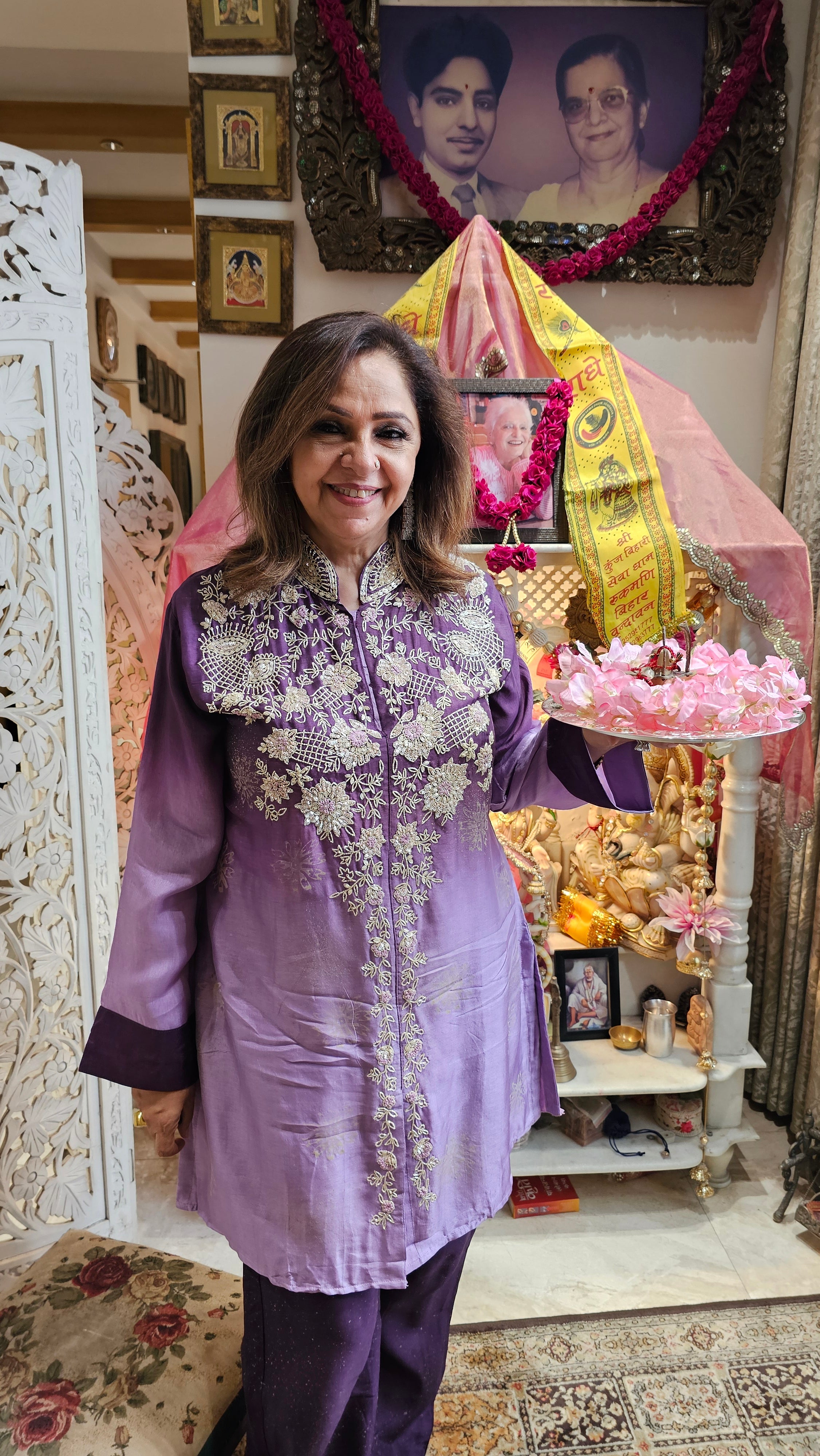 Beautiful Raw Silk Co-ord Set Embellished With Hand Work