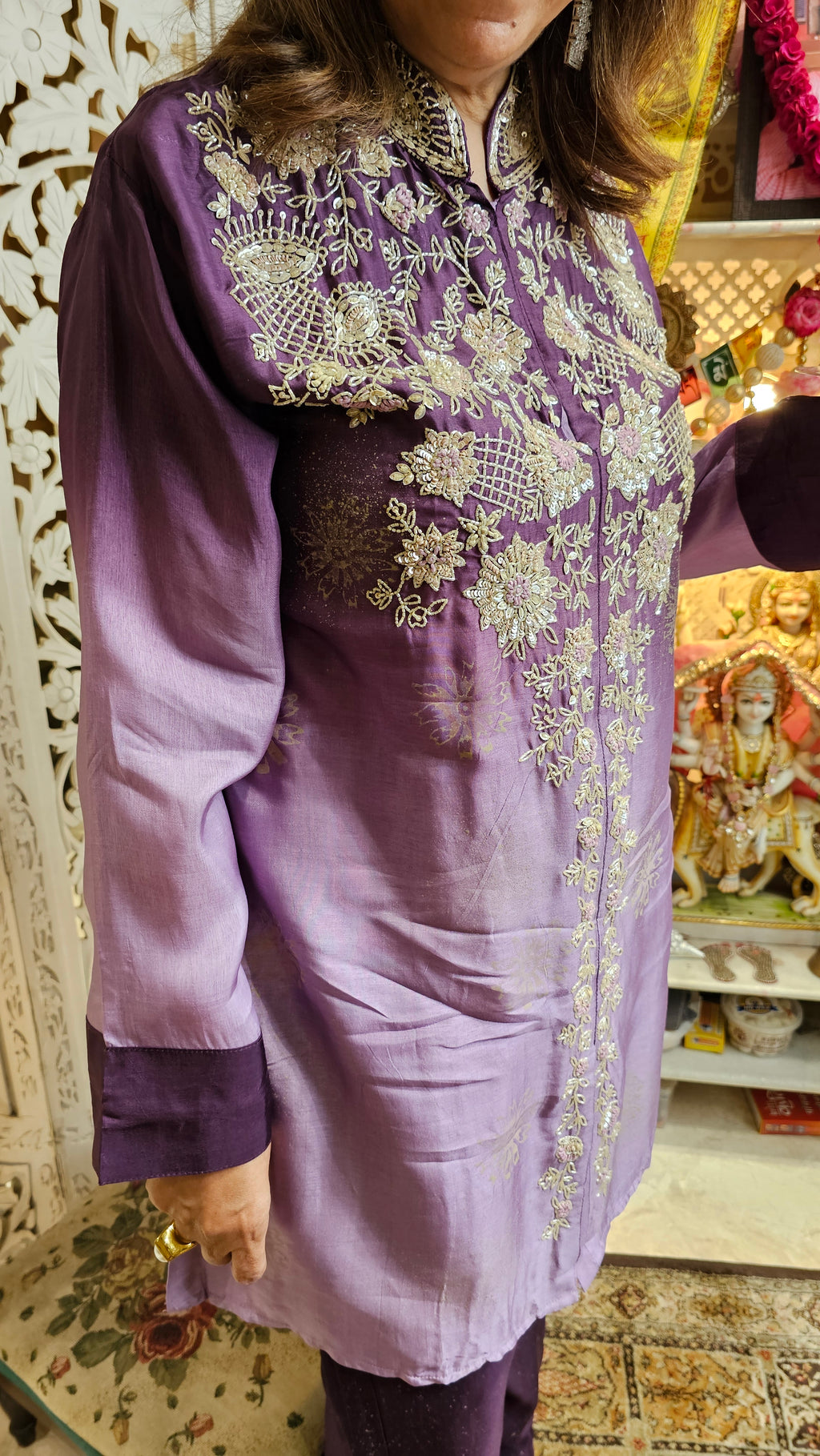 Beautiful Raw Silk Co-ord Set Embellished With Hand Work