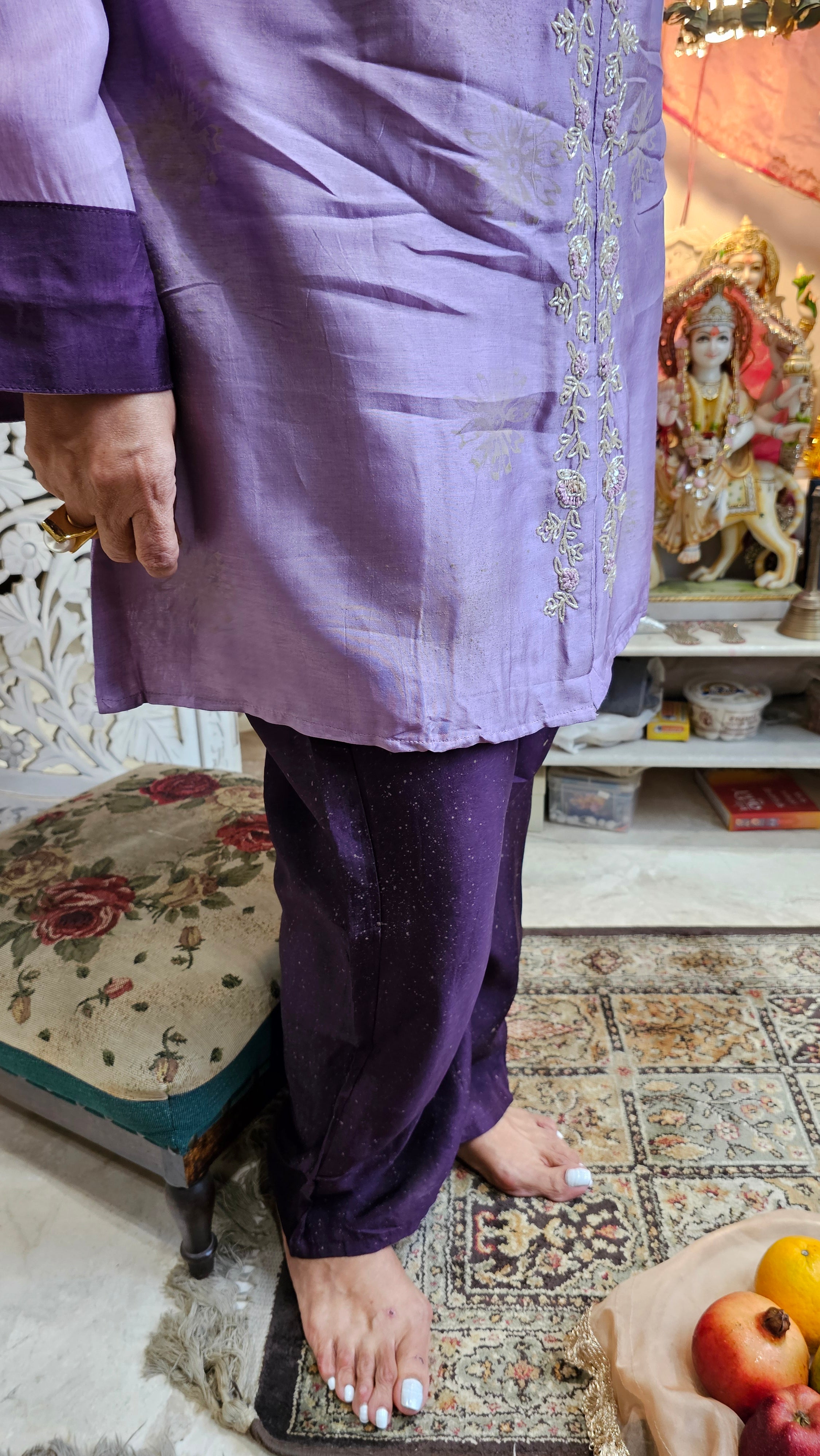 Beautiful Raw Silk Co-ord Set Embellished With Hand Work
