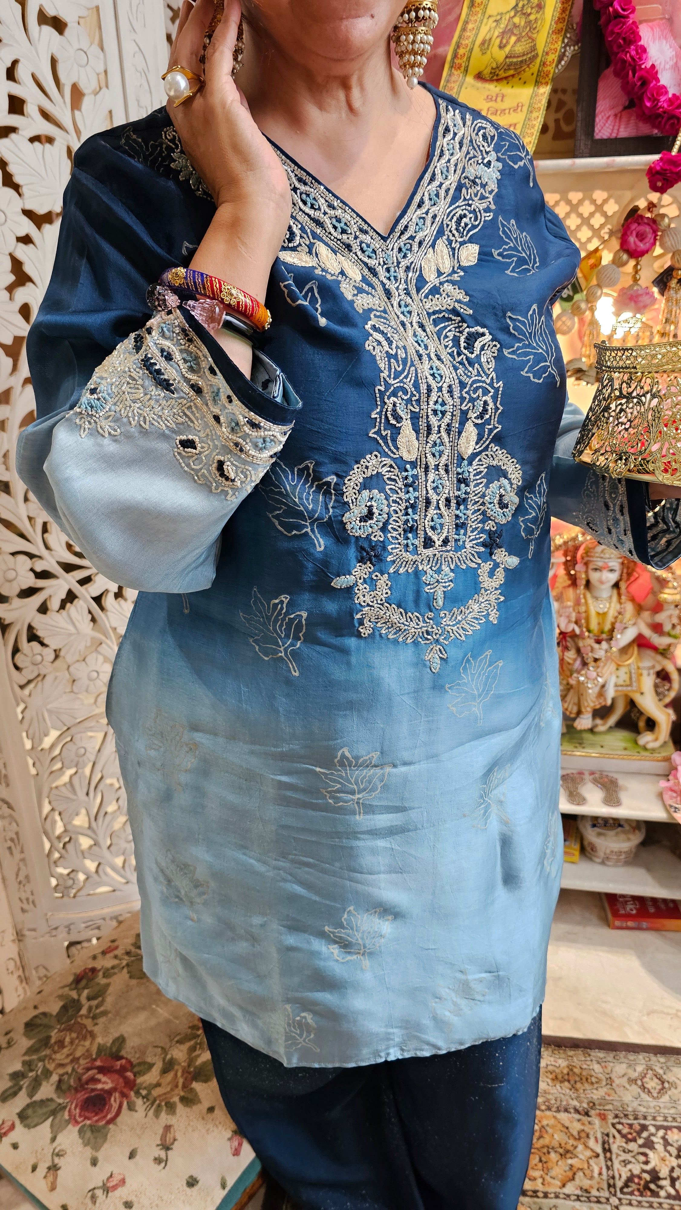 Beautiful Raw Silk Co-ord Set Embellished With Hand Work