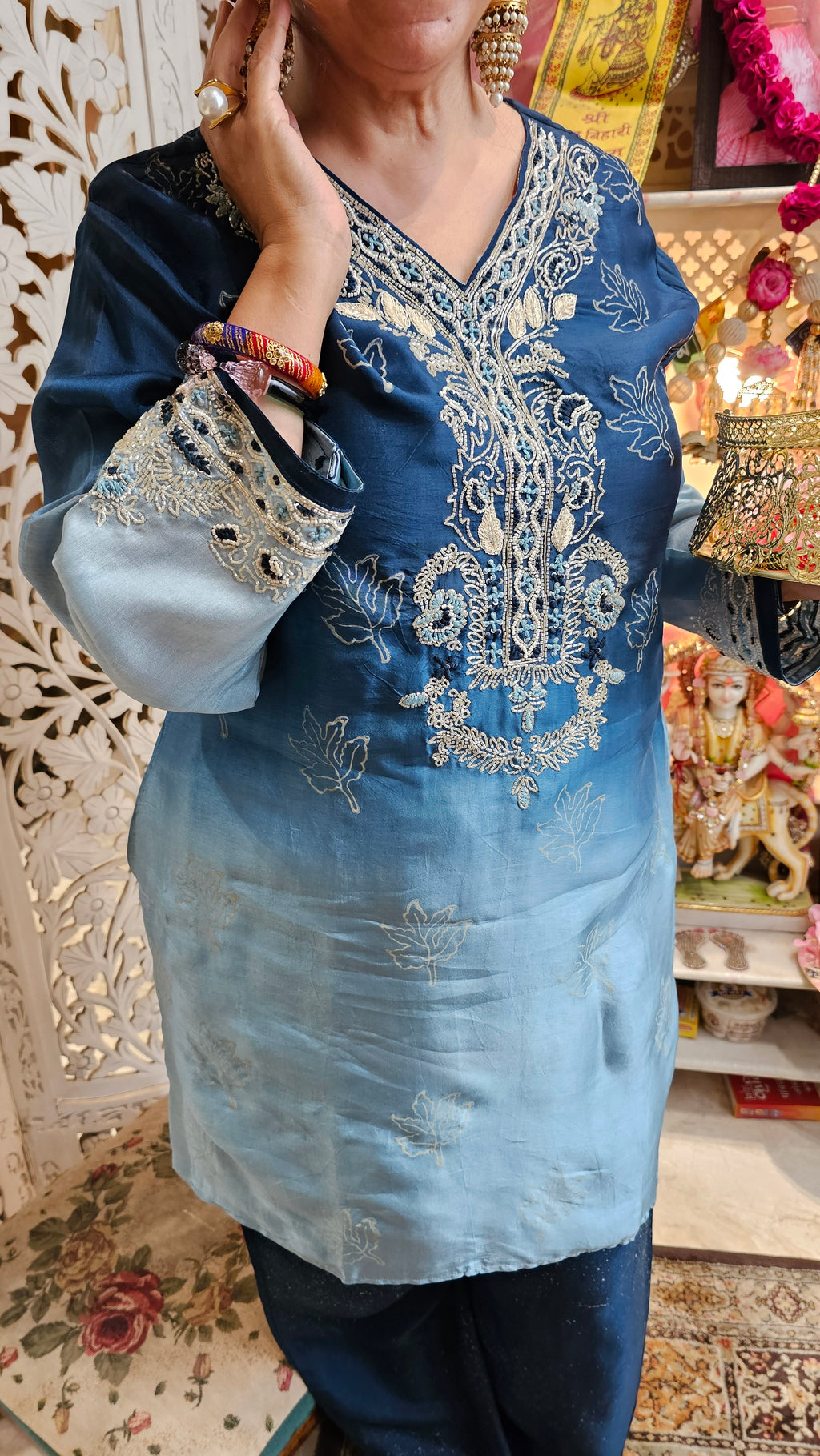 Beautiful Raw Silk Co-ord Set Embellished With Hand Work