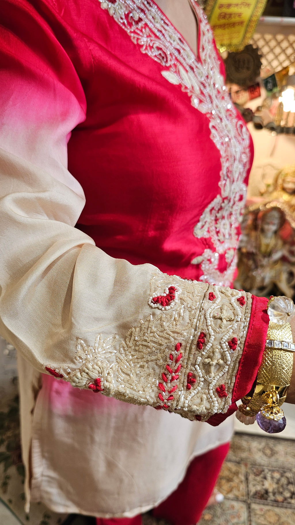 Beautiful Raw Silk Co-ord Set Embellished With Hand Work