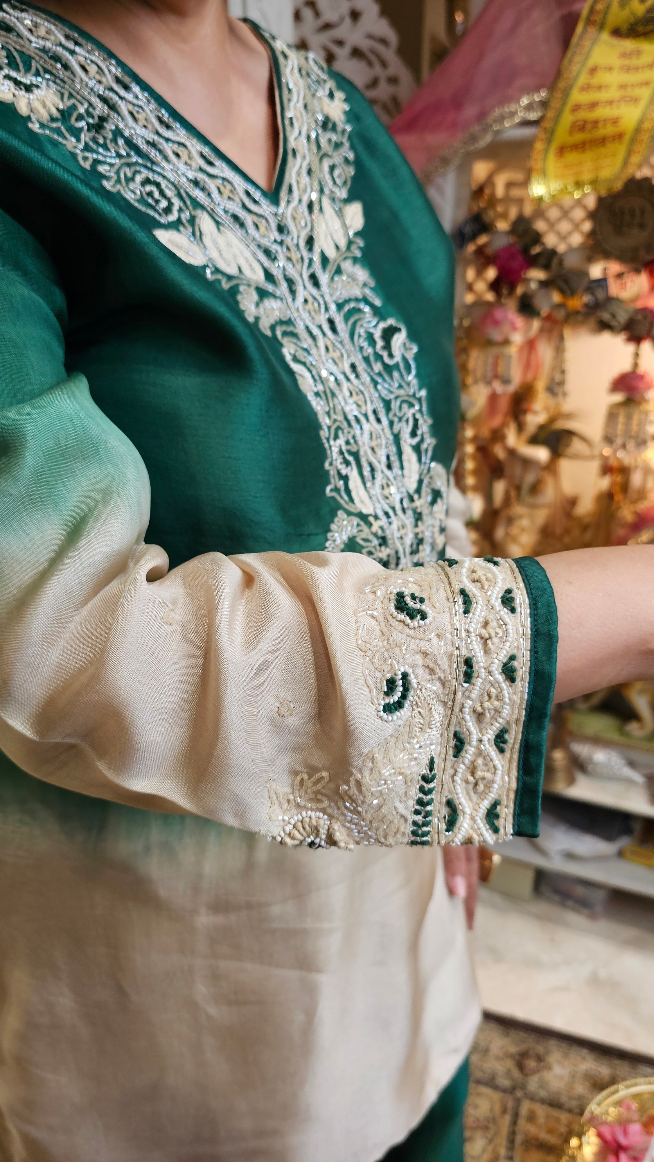 Beautiful Raw Silk Co-ord Set Embellished With Hand Work