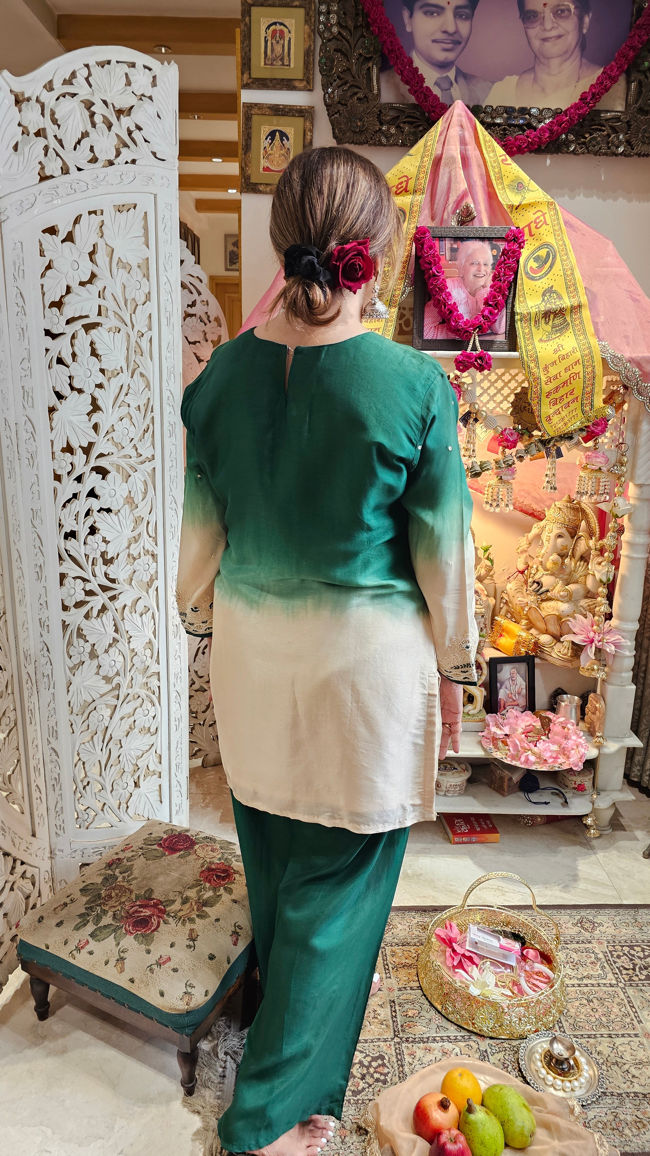 Beautiful Raw Silk Co-ord Set Embellished With Hand Work
