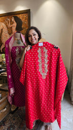 Beautiful Organza Unstitched Suit With Banarasi Weaving & Gota Patti Hand Work