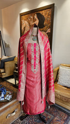 Beautiful Tissue Shimmer Unstitched Suit with Hand Work