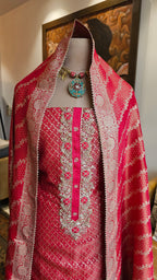 Beautiful Tissue Shimmer Unstitched Suit with Hand Work