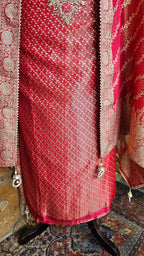 Beautiful Tissue Shimmer Unstitched Suit with Hand Work