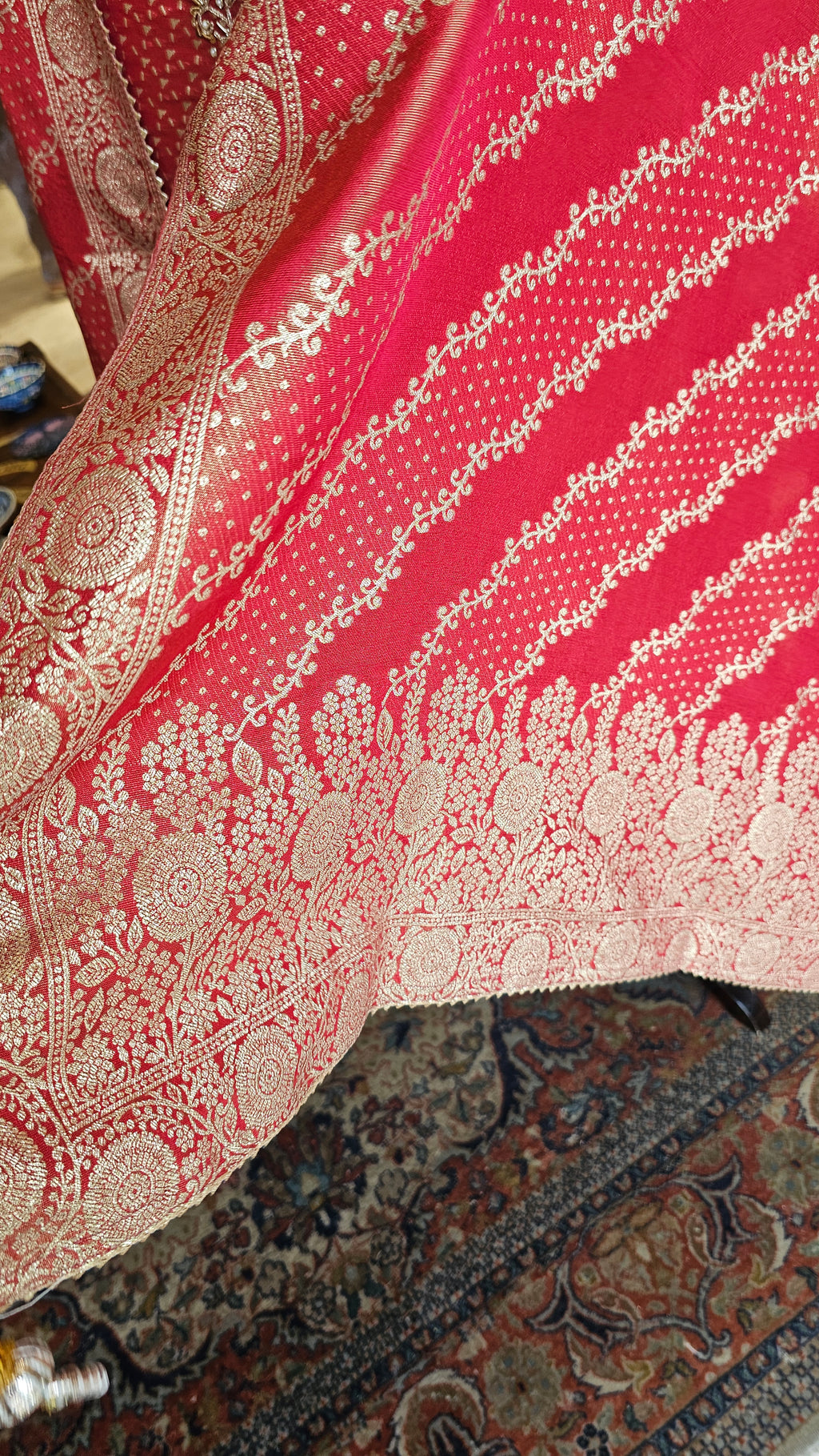 Beautiful Tissue Shimmer Unstitched Suit with Hand Work