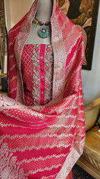 Beautiful Tissue Shimmer Unstitched Suit with Hand Work
