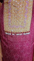Beautiful Printed Crepe Unstitched Suit With Hand Work