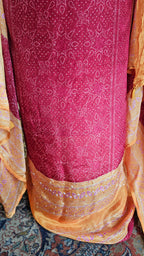 Beautiful Printed Crepe Unstitched Suit With Hand Work