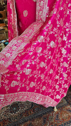 Beautiful Jacquard Silk Unstitched Suit With Banarasi Weaving &  Hand Work