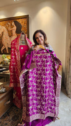 Beautiful Jacquard Silk Unstitched Suit With Banarasi Weaving &  Hand Work