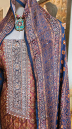 Beautiful Digital Printed Crepe Unstitched Suit With Hand Work