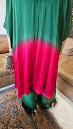 Satin Crepe Ombre Shade Kaftan Style Co-ord Set with Hand Work