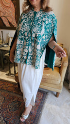 Adorable Parsi Hand embroidery with Hand Embroidered Bead Work cape with satin Drape Skirt