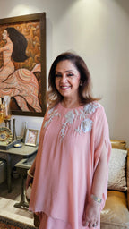 Georgette Kaftan with Harem Style Pants Embellished with Thread & Hand Work