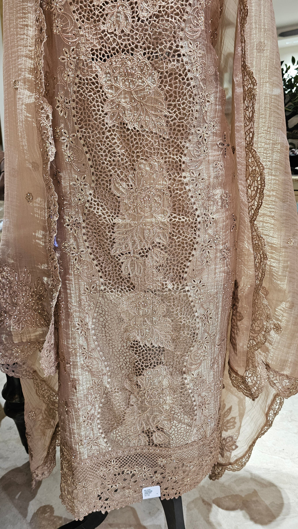Tissue Shimmer Unstitched Suit with Patch Work
