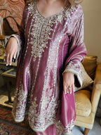 Banarasi Brocade Top & Soft Tissue Bottom & Dupatta Fully Lined Gota Patti Embroidery & Mirror Work