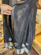 Banarasi Placement Work Top & Dupatta with Cotton Blend Bottom Embellished with Gota Patti & Nakshi Work