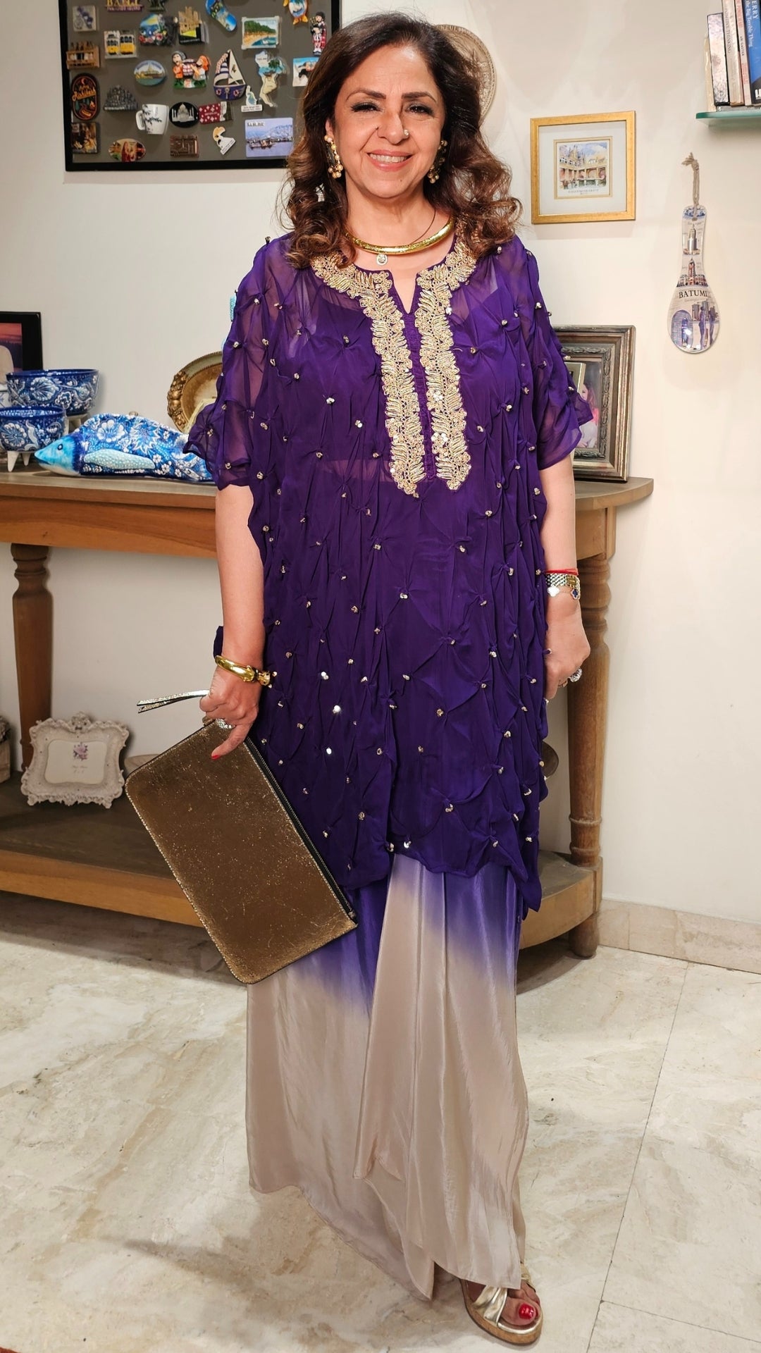 Gorgeous Bandhej With a Twist Hand Embroidered Sippi Work and Dabka