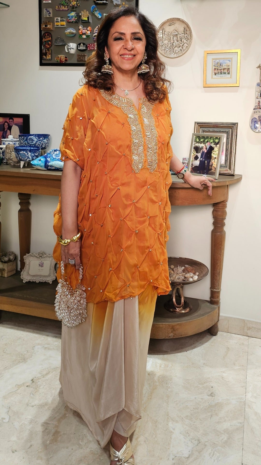 Gorgeous Bandhej With a Twist Hand Embroidered Sippi Work and Dabka