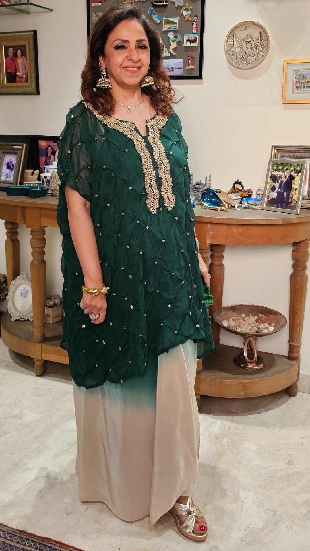Gorgeous Bandhej With a Twist Hand Embroidered Sippi Work and Dabka