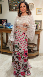 Vibrant Digital Printed Carpe Outfit With Hand Embroidered Belt and Cuff