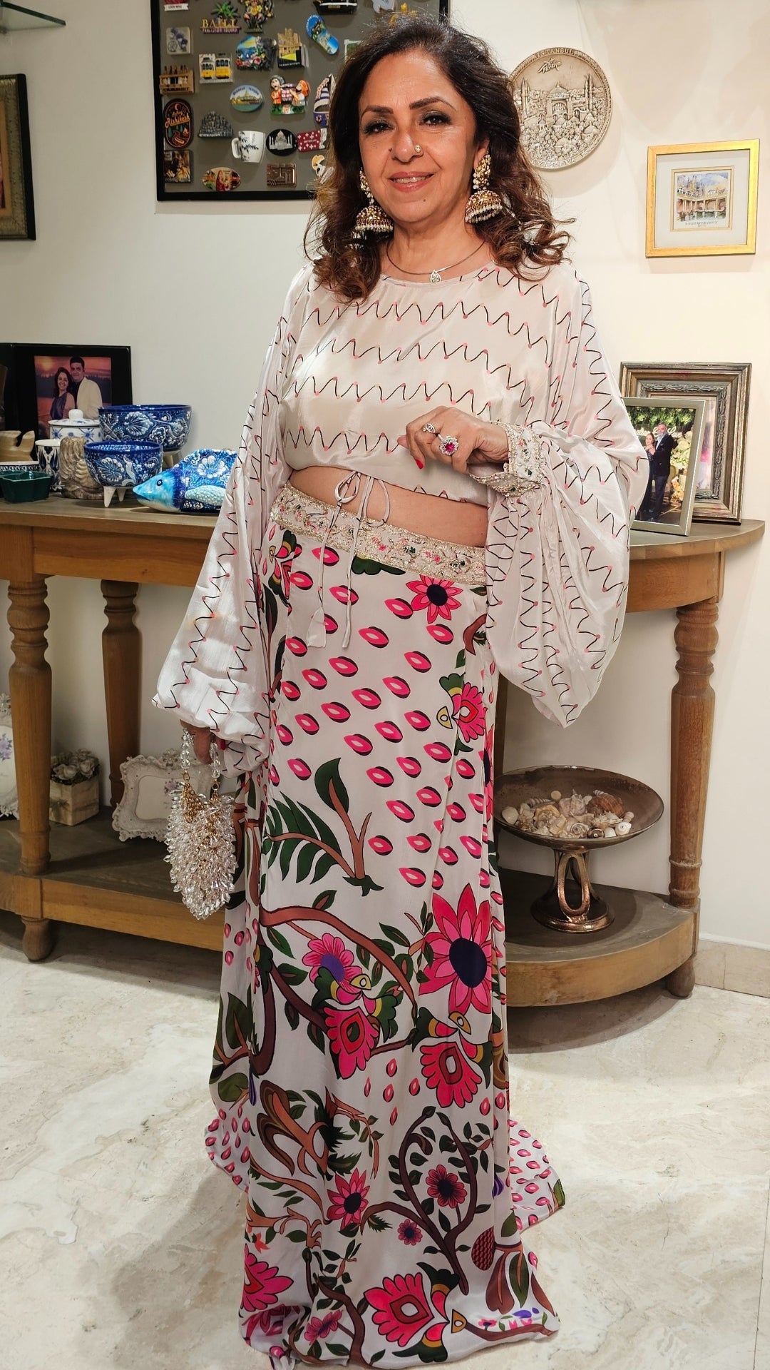Vibrant Digital Printed Carpe Outfit With Hand Embroidered Belt and Cuff